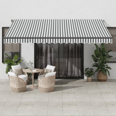 Tenda da Sole Retrattile Manuale Antracite e Bianco 450x350 cm