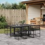 Set da Pranzo da Giardino 7 pz Nero in Polyrattan