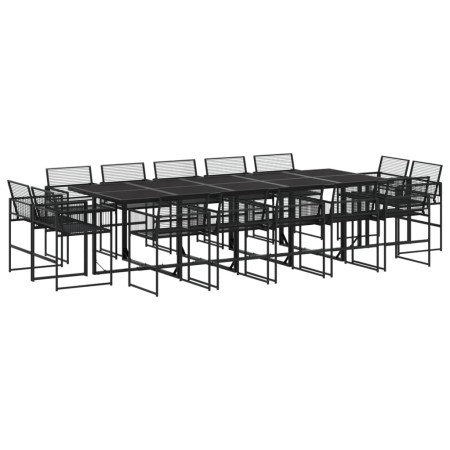 Set da Pranzo da Giardino 15 pz Nero in Polyrattan