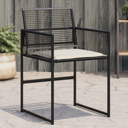 Sedie da Giardino con Cuscini 4 pz Nere in Polyrattan