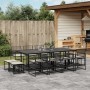 Set da Pranzo da Giardino 13pz con Cuscini Nero in Polyrattan