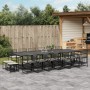 Set da Pranzo da Giardino 17 pz con Cuscini Nero in Polyrattan