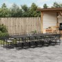 Set da Pranzo da Giardino 17 pz con Cuscini Nero in Polyrattan