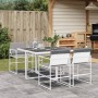 Set da Pranzo da Giardino 5 pz con Cuscini Bianco in Textilene