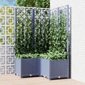 Fioriera da Giardino con Graticcio Grigio Scuro 80x80x136 cm PP