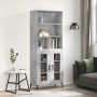 Credenza Grigio Cemento 69,5x34x180 cm in Legno Multistrato