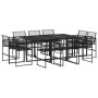 Set da Pranzo da Giardino 11 pz in Polyrattan Nero