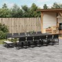 Set da Pranzo da Giardino 17 pz con Cuscini Nero in Polyrattan