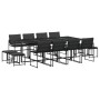 Set da Pranzo da Giardino 13 pz con Cuscini Nero in Textilene