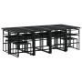 Set da Pranzo da Giardino 13 pz con Cuscini Nero in Textilene
