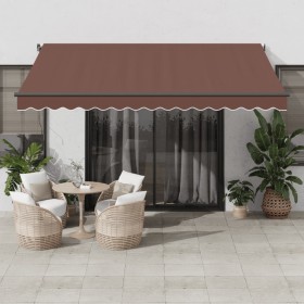 Tenda da Sole Retrattile Automatica con LED Marrone 400x300 cm