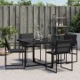 Sedie da Giardino con Cuscini 4 pz Neri in Acciaio e Textilene