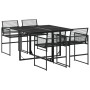 Set da Pranzo da Giardino 5 pz Nero in Polyrattan