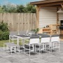 Set da Pranzo da Giardino 11 pz con Cuscini Bianco in Textilene