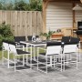 Set da Pranzo da Giardino 9 pz con Cuscini Bianco in Textilene