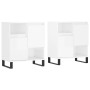Credenze 2 pz Bianco Lucido in Legno Multistrato