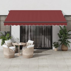 Tenda da Sole Retrattile Automatica con LED Bordò 400x300 cm