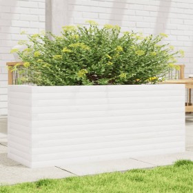 Fioriera da Giardino Bianca 110x40x46 cm Legno Massello di Pino