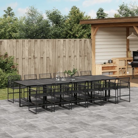 Set da Pranzo da Giardino 13pz Nero in Polyrattan