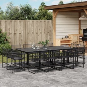 Set da Pranzo da Giardino 13pz Nero in Polyrattan