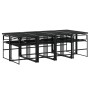 Set da Pranzo da Giardino 9 pz con Cuscini Nero in Textilene