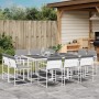 Set da Pranzo da Giardino 11 pz con Cuscini Bianco in Textilene