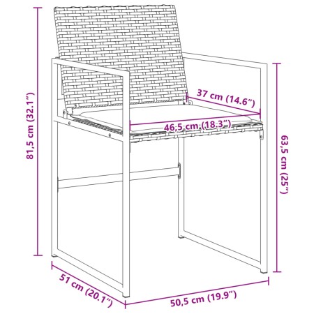 Sedie da Giardino con Cuscini 4 pz Nere in Polyrattan