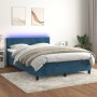 Letto a Molle con Materasso e LED Blu Scuro 140x190 cm