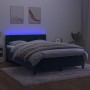 Letto a Molle con Materasso e LED Blu Scuro 140x190 cm