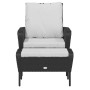 Poltrona da Giardino con Poggiapiedi in Polyrattan Nero