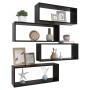 Mensole Parete a Cubo 4pz Nere 60x15x23 cm Legno Multistrato