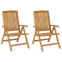 Sedie da Giardino Reclinabili con Cuscini 2 pz in Legno di Teak