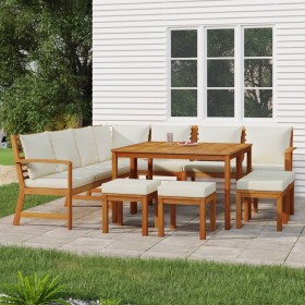 Set da Pranzo Giardino 11 pz con Cuscini Legno Massello Acacia