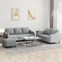 Set di Divani 3 pz con Cuscini Grigio Chiaro in Tessuto