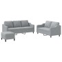 Set di Divani 3 pz con Cuscini Grigio Chiaro in Tessuto