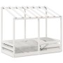 Letto per Bambini con Tetto Bianco 70x140cm Legno Massello Pino