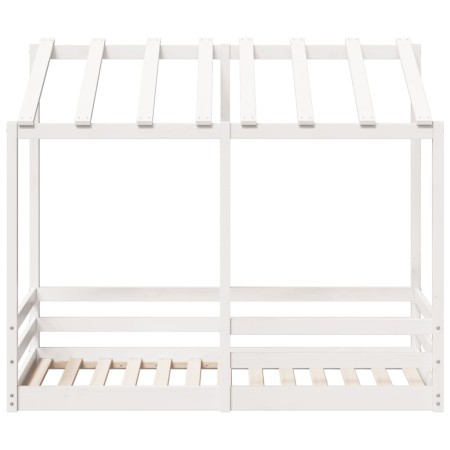 Letto per Bambini con Tetto Bianco 70x140cm Legno Massello Pino