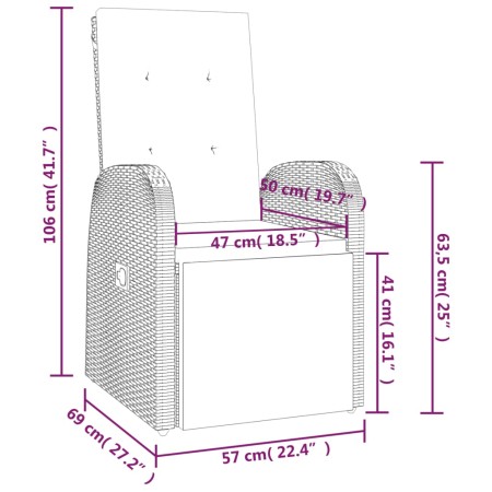 Set da Pranzo da Giardino 11pz con Cuscini in Polyrattan Grigio