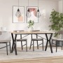 Tavolo da Pranzo Telaio a Y 140x80x75 cm Massello Pino e Ghisa