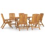 Set da Pranzo da Giardino 7 pz in Legno Massello di Teak