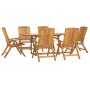 Set da Pranzo da Giardino 7 pz in Legno Massello di Teak