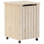 Cesta Biancheria con Ruote RANA 45x45x64 cm Legno Massello Pino