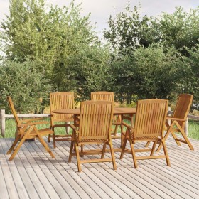 Set da Pranzo da Giardino 7 pz in Legno Massello di Teak