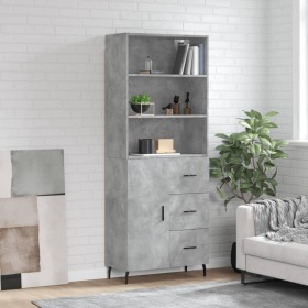 Credenza Grigio Cemento 69,5x34x180 cm in Legno Multistrato