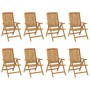 Sedie da Giardino Reclinabili 8 pz in Legno Massello di Teak