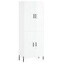 Credenza Bianco Lucido 69,5x34x180 cm in Legno Multistrato