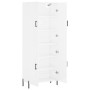 Credenza Bianco Lucido 69,5x34x180 cm in Legno Multistrato