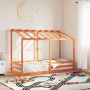 Letto Bambini con Tetto Marrone Cera 90x190 cm Massello Pino