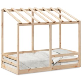 Letto per Bambini con Tetto 70x140 cm in Legno Massello di Pino