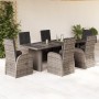 Set da Pranzo da Giardino 7 pz con Cuscini in Polyrattan Grigio